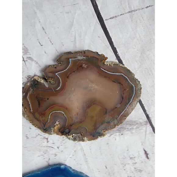 Lot Of 4 geode slices lot blue Orange Ornaments - Picture 3 of 9